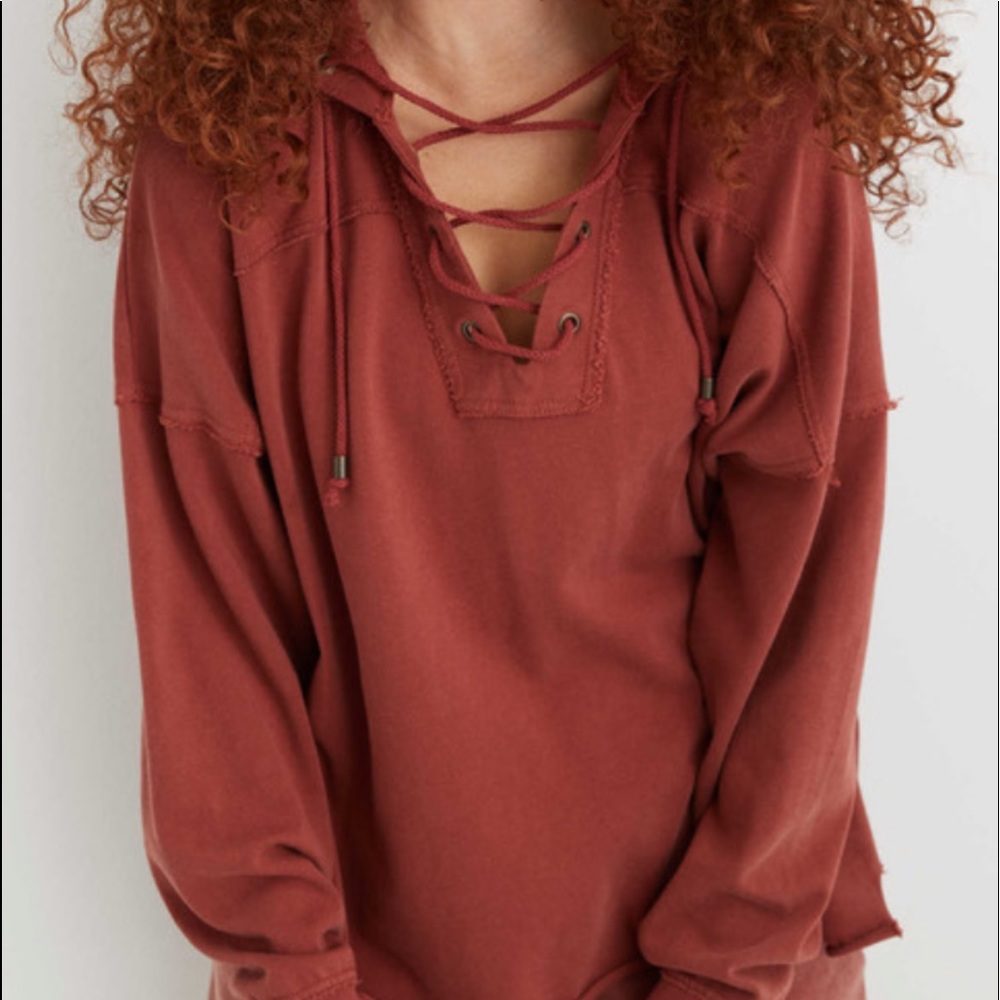 Aerie lace up hoodie